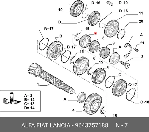 Шестерня КПП FIAT 9643757188