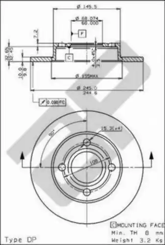 Тормозной диск METZGER 14253