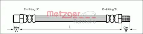 шланг тормозной задн. Audi 4110335 METZGER