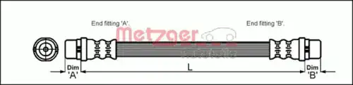 шланг тормозной перед. прав. VW 4110338 METZGER