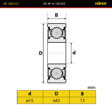 Подшипник генератора ВАЗ 2101-08 бол. (180302, 6302-2RS) HF300012 HOFER