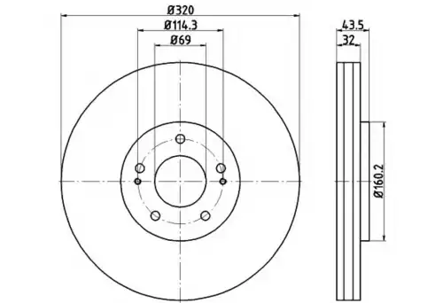 Тормозной диск MINTEX MDC1386 вентилируемый ,