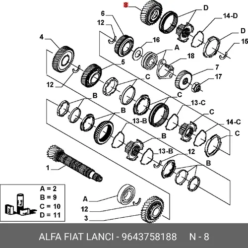Шестерня КПП FIAT 9643758188
