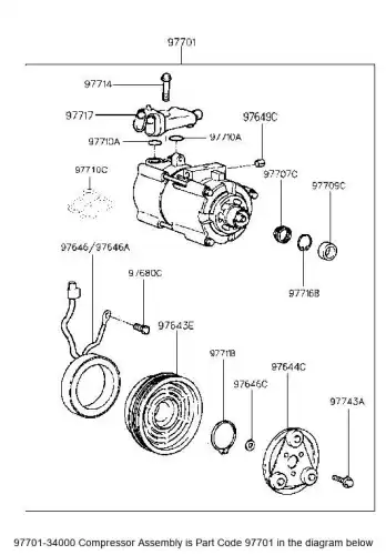 Компрессор, кондиционер 9770134000 HYUNDAI