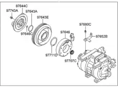 компрессор кондиционера, производитель halla climate control corp., мо, 9770117511 HYUNDAI