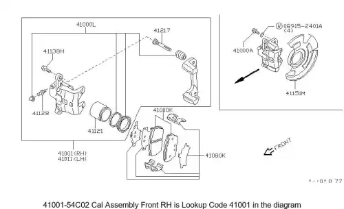 Суппорт тормозной NISSAN 41001-54C02