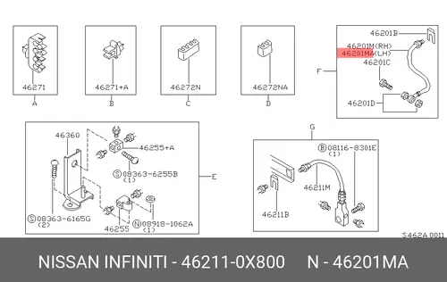 HOSE ASSY-BRAKE 46211-0X800 NISSAN