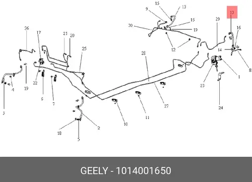 ШЛАНГ ТОРМОЗНОЙ ЗАДНИЙ 1014001650 GEELY