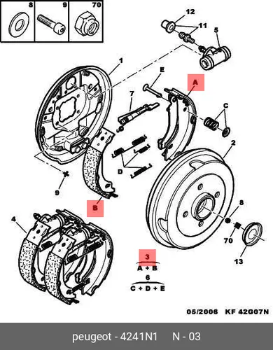 Тормозные колодки барабанные PSA 4241 N1