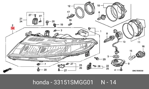 Фара HONDA 33151SMGG01