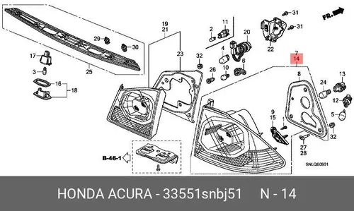Фонарь задний HONDA 33551SNBJ51