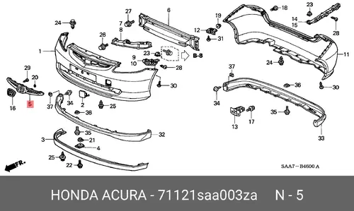 Решетка радиатора HONDA 71121SAA003ZA