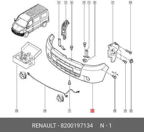 БАМПЕР ПЕРЕДНИЙ 8200197134 RENAULT