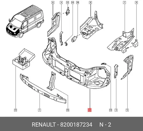 Панель пер RENAULT MASTER, 03 - 8200187234