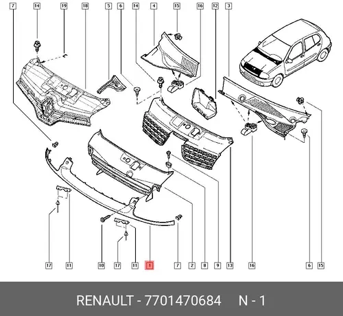 Решетка радиатора RENAULT 7701470684