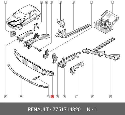 Усилитель бампера RENAULT 7751714320