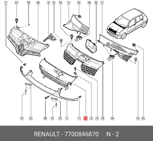 Решетка радиатора RENAULT 7700846870