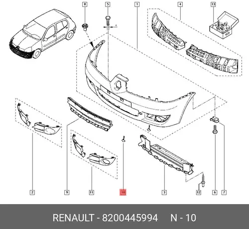 ЗАГЛУШКА ПЕР БАМПЕРА (ПЛАС) 8200445994 RENAULT