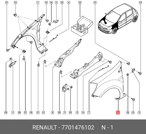 Крыло RENAULT 7701476102