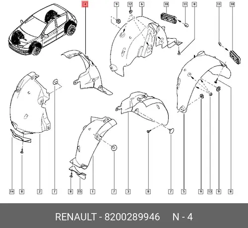 Подкрылок RENAULT 8200289946
