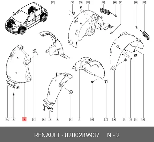 Подкрылок RENAULT 8200289937