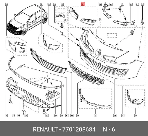 Решетка радиатора RENAULT 7701208684