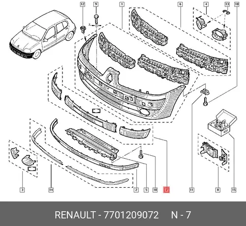 КОМП НАКЛАДОК ПЕР БАМПЕРА 3ШТ (ПЛАС) 7701209072 RENAULT