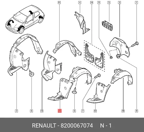 Подкрылок RENAULT 8200067074