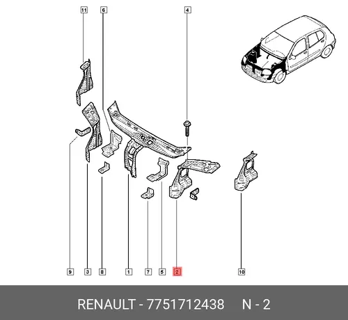 КРОНШТЕЙН ФАРЫ (МЕТ) 7751712438 RENAULT