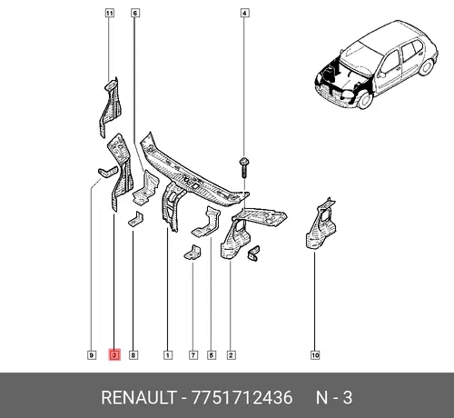 КРОНШТЕЙН ФАРЫ (МЕТ) 7751712436 RENAULT