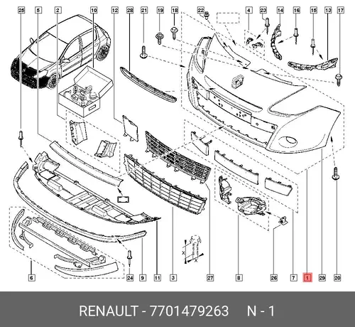 Бампер RENAULT CLIO, 09-12 7701479263
