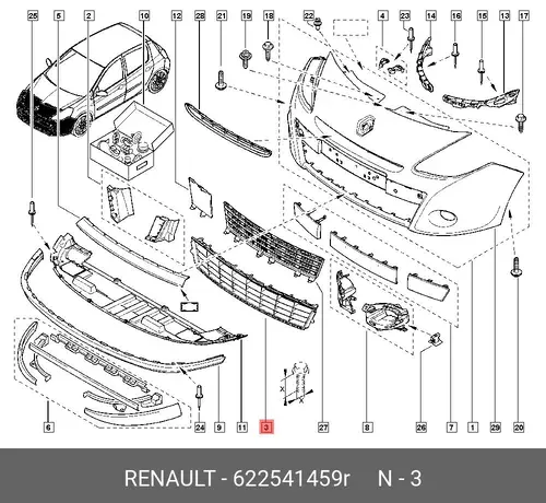 Решетка бампера RENAULT 622541459R