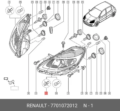 Фара RENAULT 7701072012