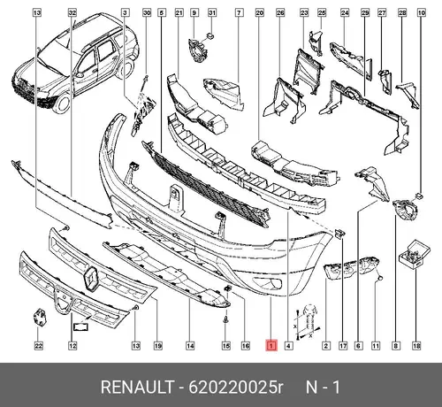 бампер передний!\ Renault Duster 10-15 620220025R