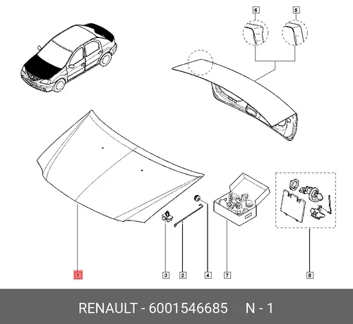 капот!\ Renault 6001546685