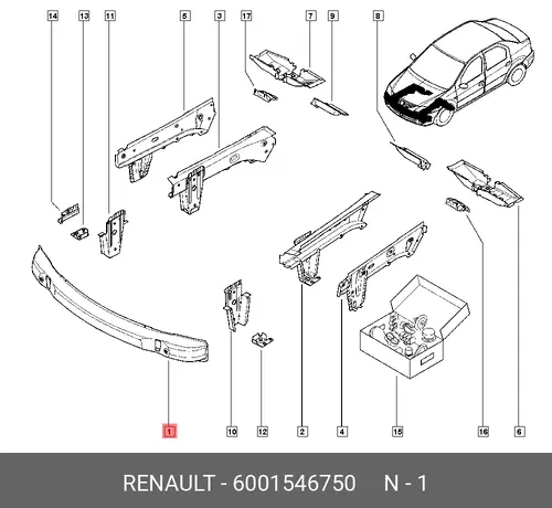Усилитель бампера RENAULT 6001546750