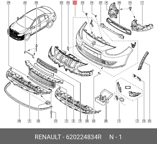 БАМПЕР ПЕРЕДН 620224834R RENAULT