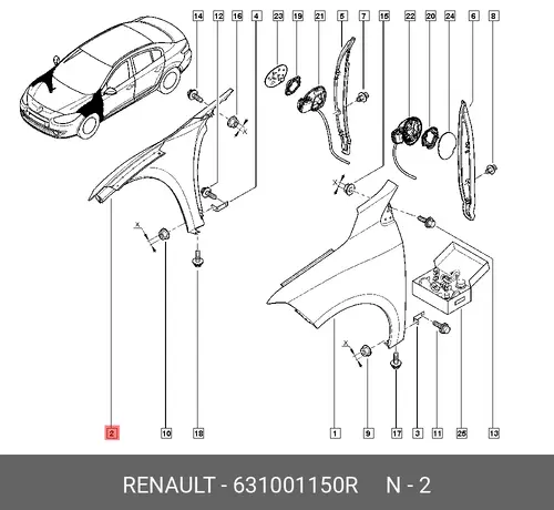 Крыло RENAULT 631001150R