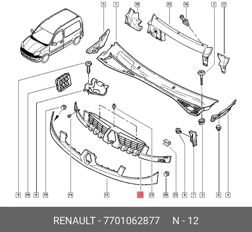 Решетка радиатора RENAULT 7701062877