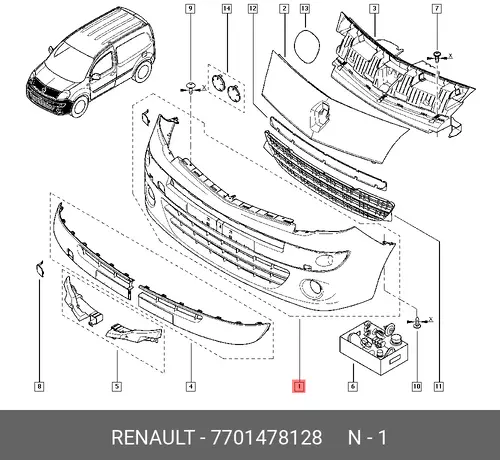  БАМПЕР ПЕР. (ПЛАС) 7701478128 RENAULT