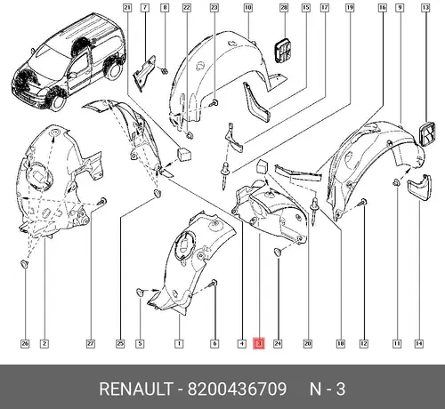 Подкрылок RENAULT 8200436709