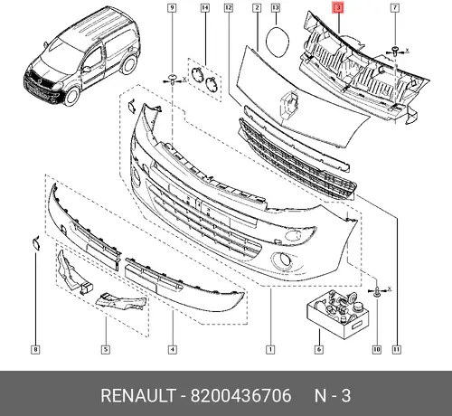 Решетка радиатора RENAULT 8200436706