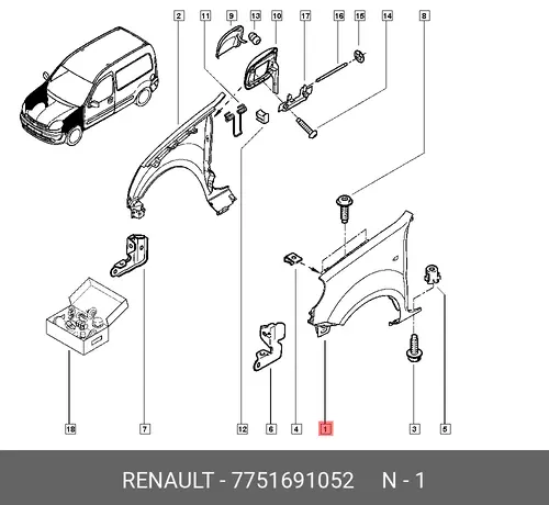 Крыло RENAULT 7751691052