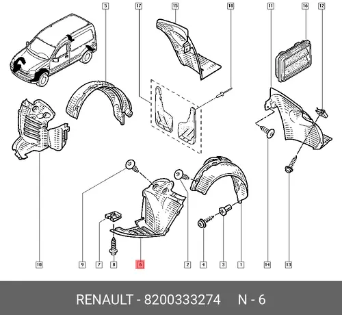 Подкрылок RENAULT 8200333274
