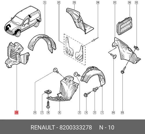 Подкрылок RENAULT 8200333278