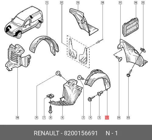 Подкрылок RENAULT 8200156691