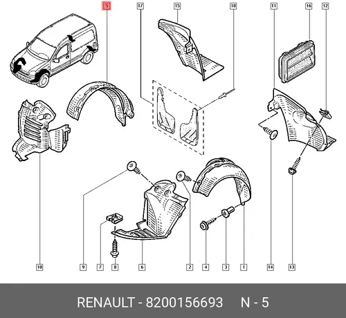 Подкрылок RENAULT 8200156693