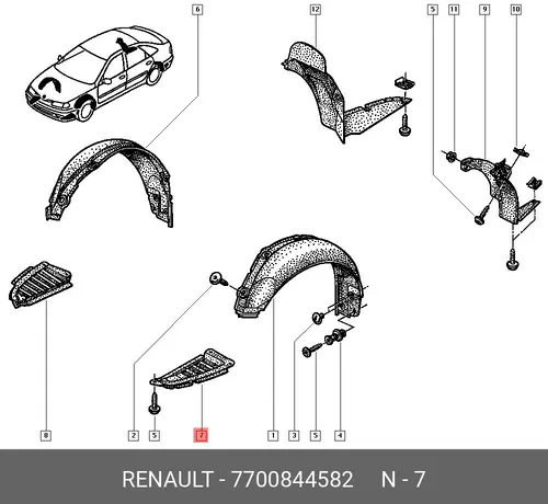 Подкрылок RENAULT 7700844582