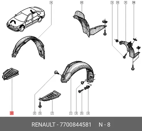 Подкрылок RENAULT 7700844581