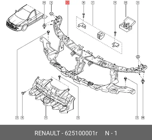 ПЕРЕДНЯЯ ПАНЕЛЬ (МЕТ) 625100001R RENAULT
